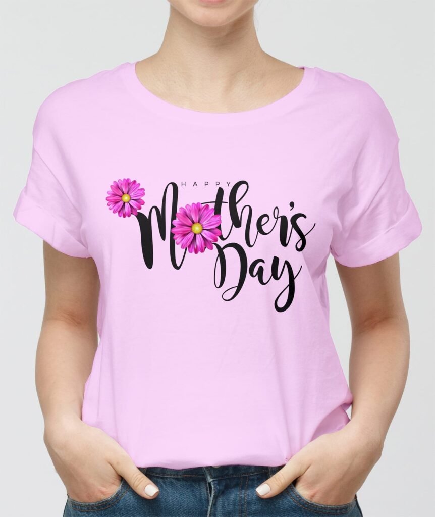 Playera con diseno de margaritas rosa impreso en DTF