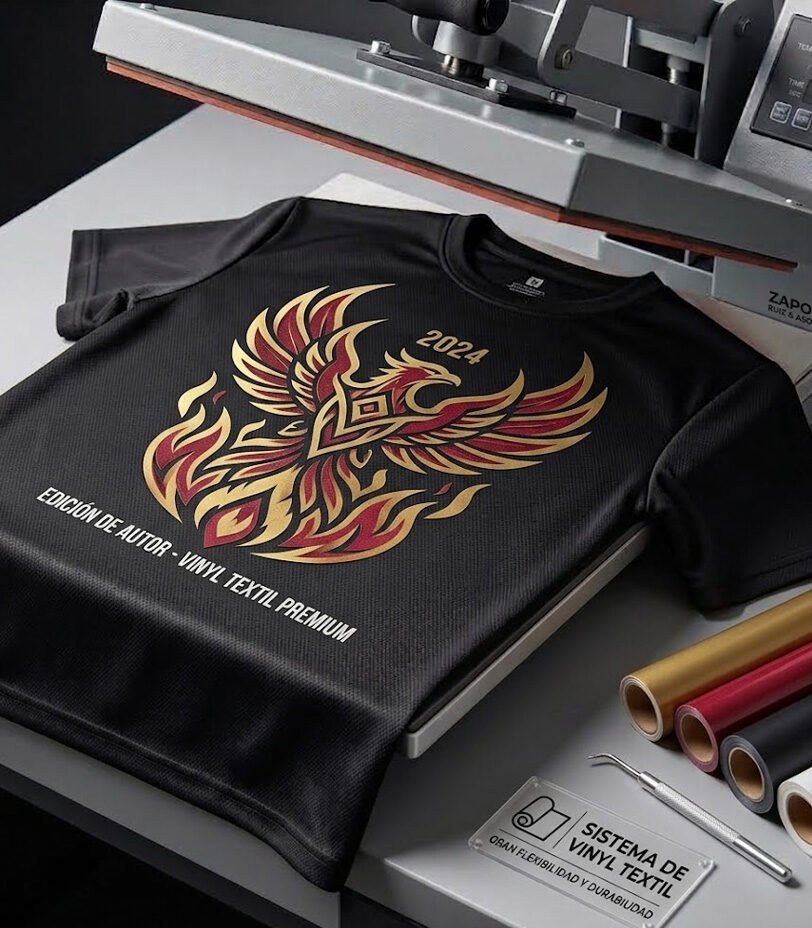 Playera personalizada con vinil textil: nombre y número recortados a precisión